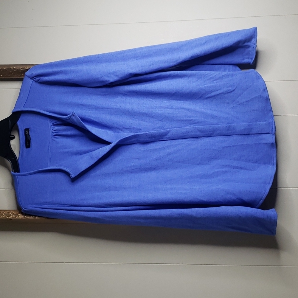 Banana Republic Long Sleeve Blue Split Neck Top